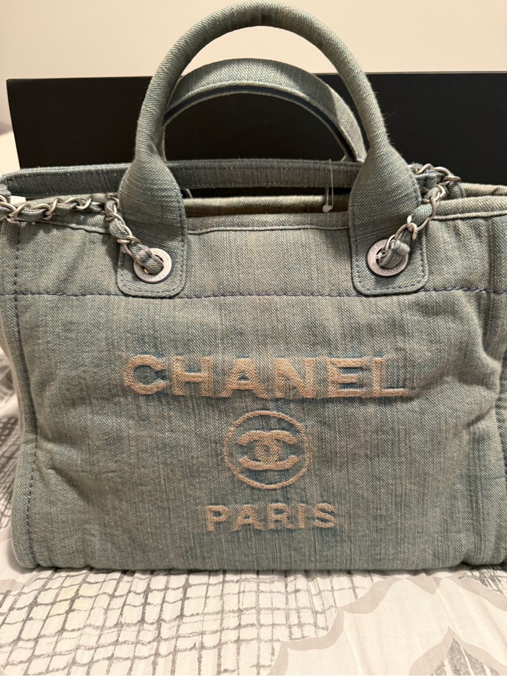 Small Chanel Denim Deauville tote